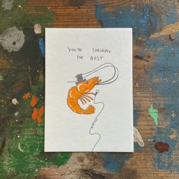 letterpress kaart a6 you're shrimply the best pynappel uden