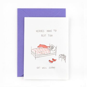 beterschapskaart letterpress heroes have to rest too get well soon